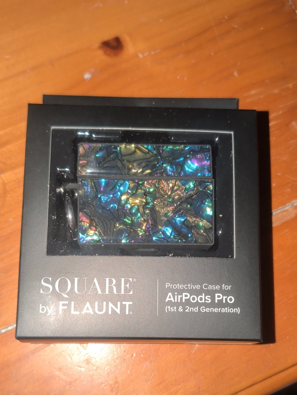 Square By Flaunt Iridescent Shell Protective Case for AirPods Pro (Black)